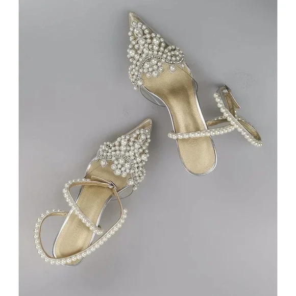 Cinxia (clear) Women's Pearl Encrusted Elegant High Heels Shoes - Picture 2 of 3